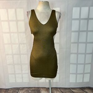 Bebe gold cutout mini bodycon cocktail party dress size XS